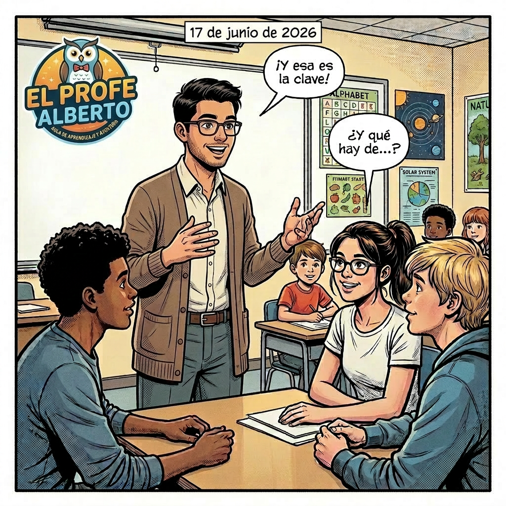 Teacher explaining a concept to attentive students in a classroom